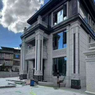 南阳 别墅干挂，芝麻白与芝麻黑完美配合