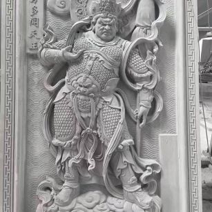 南阳 芝麻灰花岗岩人物雕刻——多闻天王