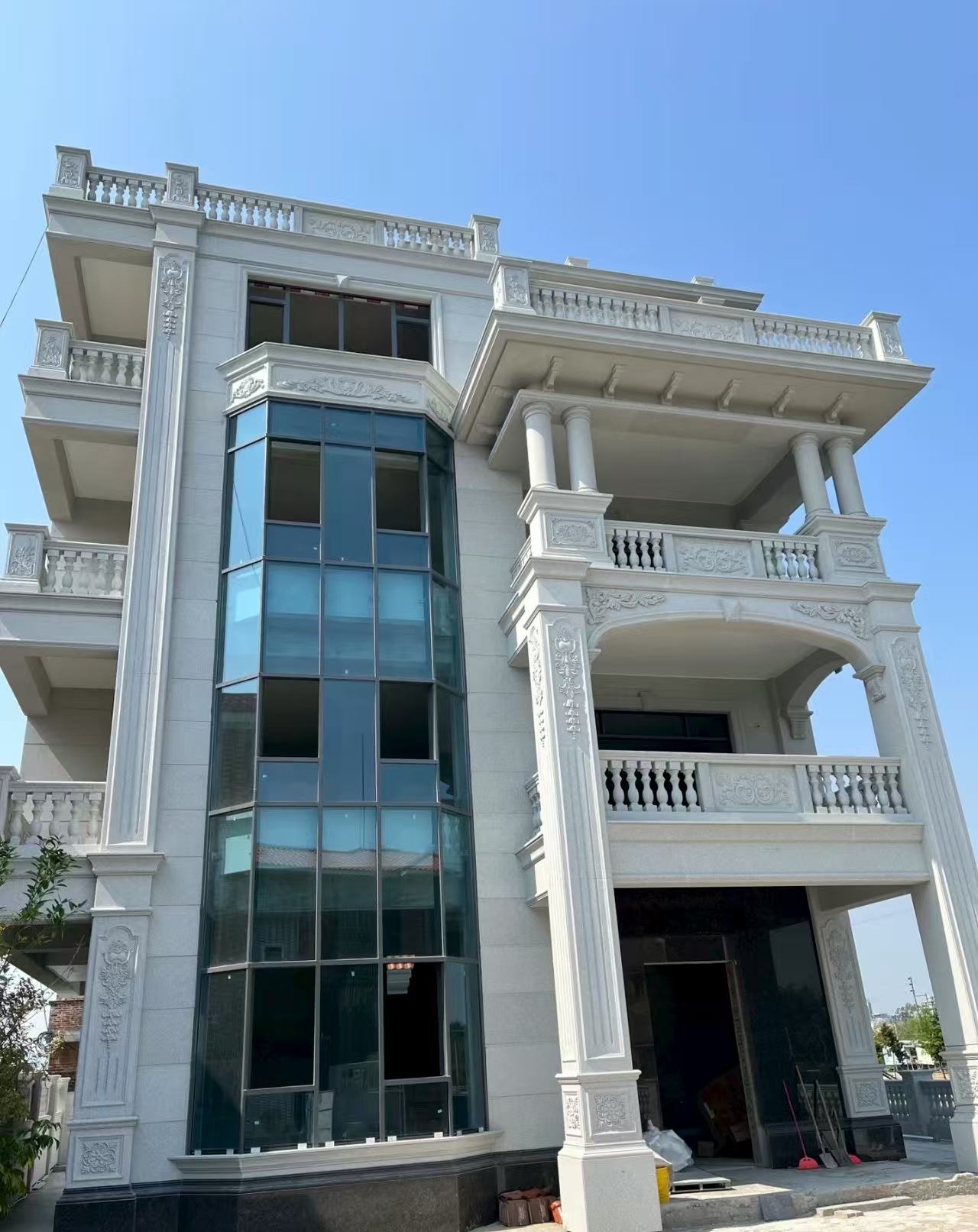 南阳 芝麻白花岗岩别墅外墙干挂效果展示